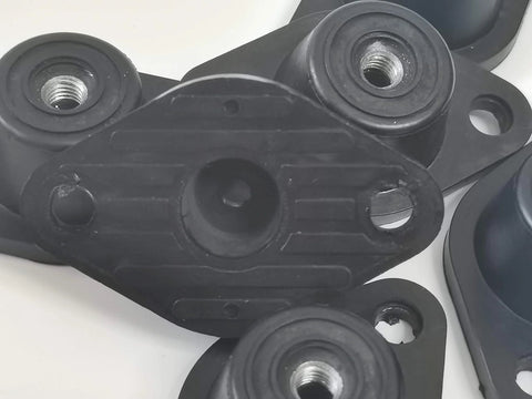 Dampen vibration and noise with this four piece M8 rubber in turret mounts set, featuring natural rubber and steel base.
