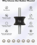 Efficient M8 vibration isolation mounts with rubber waisted design, hex lock nuts, durability features, anti-aging properties