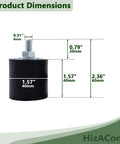 M8 rubber vibration isolator mounts with 40x40mm base, 60mm height, and single stud design, showing dimensions.