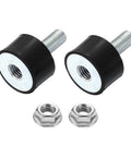 Absorb shocks and reduce vibration with 24x15mm M8 rubber mounts, a two-pack anti vibration isolator set with lock nuts for cars.
