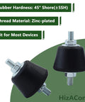 Durable M8 double-stud anti-vibration mounts with 40x26mm rubber pads, shown with zinc-plated thread for machinery stability.