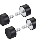 Four M8 rubber vibration mounts absorb shock and reduce machine vibration for garage motors, air compressors, cars and boats, 30x15mm body with M8x23mm threads, 60 duro, zinc plated metal for durable, quiet operation, front view.