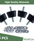 Durable M8 double-stud anti-vibration mounts with 40x26mm rubber pads for generators, compressors, motors, and pumps, 4-piece set