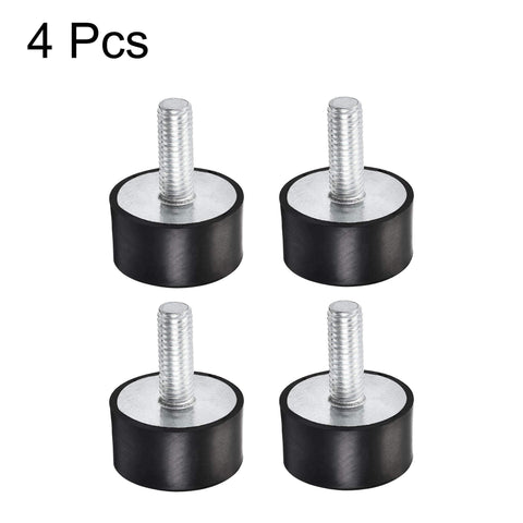 Four M8 rubber vibration mounts absorb shock and reduce machine vibration for garage motors, air compressors, cars and boats, shown in pack of four