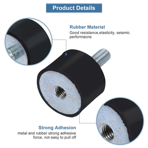 Efficiently dampens vibration and noise with durable M8 cylindrical rubber anti vibration mounts featuring threaded studs