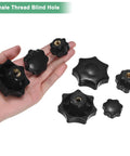 Four Pack Seven Star Knobs With M8 Female Thread And 40mm Seven Pointed Head Brass Screw On Threaded Knobs in hand
