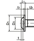 Technical diagram of SFB-M8-20-EL NBK Electroless Nickel plating Socket Button Head Cap Screws - Flange Made in Japan 20-Pack