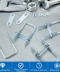 Square U Bolts M8 Set Carbon Steel With Nuts Washers And Frame Plates For 40mm Square Tubing And Sailboat Trailers Industrial Hardware Kit Includes 8 U Bolts 16 Washers 16 Nuts And 8 Frame Plates
