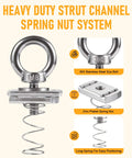 Heavy Duty Strut Channel Nut And Eye Bolt Set With Stainless Steel Eye Bolts M8 And M10 Zinc Plated Spring Nuts And Long Spring