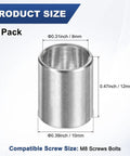 8Pcs M8 304 Stainless Steel Spacers Set, 8mm ID x 10mm OD x 12mm Length, Round Screw Standoff Bushings In Plain Finish