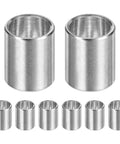 8Pcs M8 304 Stainless Steel Spacers Set, 8mm ID x 10mm OD x 12mm Length, Round Screw Standoff Bushings visible in plain finish.