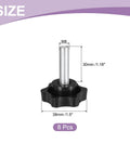 Eight Pieces M8 X 30mm Star Knobs With Plastic Hex Shaped Clamping Design, metal core, size dimensions shown