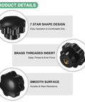 Four Pack Seven Star Knobs With M8 Female Thread And 40mm Seven Pointed Head Brass Screw On Threaded Knobs for machinery use