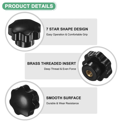 Four Pack Seven Star Knobs With M8 Female Thread And 40mm Seven Pointed Head Brass Screw On Threaded Knobs for machinery use