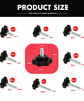 M8 Clamping Screw Knob Set With 27 Thread Star Knobs Plastic Hex Shaped Handles product size chart