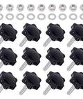 M8 X 30 Hex Shaped Star Knob Clamping Kit With Male Thread Includes 304 Stainless Steel Hex Nuts And Flat Washers Assortment