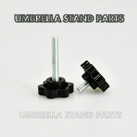 M8 Clamping Screw Knob Set With 27 Thread Star Knobs, hex shaped plastic handles, designed for umbrella base replacement.