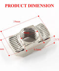 Product dimensions of Beefy Heavy Duty Sliding T Nuts for 4040 Aluminum Extrusion M8 Thread Hammer Head T Nut 50 Pcs Slide In T Slot Nuts