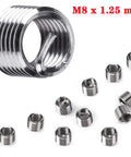 30 Piece M8 x 1.25mm Stainless Steel Thread Repair Kit With 25 Inserts for auto repair, showing multiple helicoil inserts close-up.