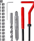 30 Piece M8 x 1.25mm Stainless Steel Thread Repair Kit With 25 Inserts, lug breaker tool, M8 tap, and 8.3mm drill bit shown.