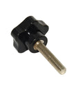 M8 Threaded Hand Knob 50mm Long 38mm Diameter with Metal Insert, black star shape, side view