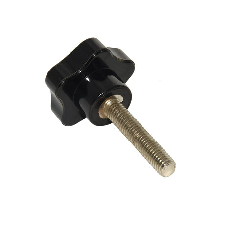 M8 Threaded Hand Knob 50mm Long 38mm Diameter with Metal Insert, black star shape, side view