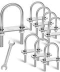 Set of 8 M8 U Bolts in 304 Stainless Steel With Nuts Washers and Bolt Plate 50mm Wide by 100mm Long Corrosion Resistant Mounting Hardware for Pipe Bar and Tube