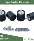 M8 rubber vibration isolator mounts, a four-piece set with 40x40mm bases and 60mm height, featuring single stud design