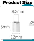Illustration of 5 Pcs M8.2 Aluminum Spacers Round 8.2mm ID 12mm OD 15mm Length Silver Screw Standoff
