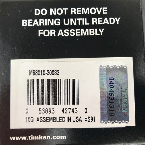 Smooth And Quiet Wheel Bearing M88010 package with barcode and assembly instructions for cars and trucks.