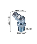 M8x1 25 Grease Nipple Fittings 45 Degree Bend Galvanized Steel Zerk Adapters for Car and Truck Automotive Lubrication