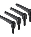 4 Pack M8 X 20mm Clamping Lever Handles With Quick Release Locking Black Oxide Carbon Steel, shown in a set of four