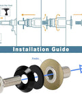 Installation guide for 24-Piece M8x24mm Anodized Aluminum Tapered Washer Kit for Exterior Dress Up, showing washer and bolt assembly.