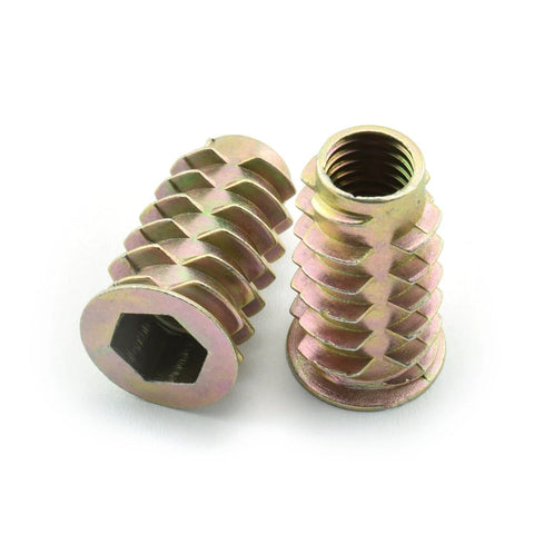 M8x25mm Furniture Screw-In Nut Set Zinc Alloy Bolts And Threaded Inserts With Hex Socket Drive For Wood Furniture