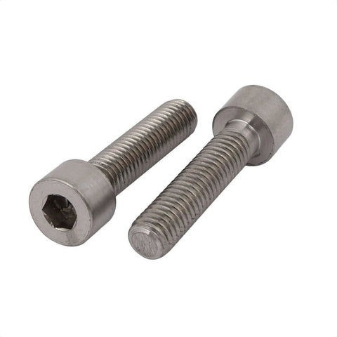 uxcell 2 Pcs M8x35mm Thread Hex Socket Drive Cap Head Titanium Screw, close-up view of titanium screws on white background