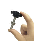 Close-up of Five Piece M8x40mm Star Hand Knob Replacement Set with plastic head and galvanized steel thread for machine tools and umbrellas.