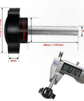 Side view of Five Piece M8x40mm Star Hand Knob Replacement Set showing dimensions with plastic head and galvanized steel thread