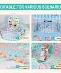 5 Mixed Colors Macaron Ocean Ball in tent, match ball pool, crawling mat, and play area with child playing for parties and events.