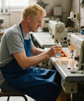 Man applying High Heat Multi Purpose Machine Oil for Commercial and Home Use to a sewing machine in a workshop.