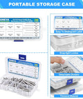 Machine Screws 100 Piece Phillips Pan Head Electricians Kit Size 6 32 And 8 32 Stainless 304 in storage case with labels and dividers