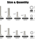 351 Pcs Machine Screws Nuts and Bolts Assortment Kit showing sizes #10-24 and #8-32 with quantities in organized layout.