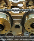 Close-up view of machinery gears and chain mechanism showing durable axial and radial support features.