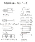 Diagram showing machining processes for ball screws such as threading, snap ring grooves, and more for 20mm Anti Backlash Ballscrew SFU2005 RM2005 With 700mm Length And 5mm Lead Metal Nut Standard End Machining For BK BF15 High Precision C7 Grade For CNC Machines Low Friction Low Noise No Stick Slip And Reduced Driving Power