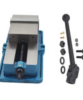 High Precision Machinist Vise 3 In By 2.95 In For CNC Milling Machines Without Base Clamp shown disassembled with accessories