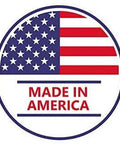 "Made in America" badge with American flag design promoting USA products.