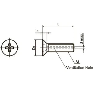Made in Japan SVFS-M2.6-6 NBK Cross Recessed Flat Head Machine Vacuum Vented Screws with Ventilation Hole Pack of 10 - VXB Ball Bearings