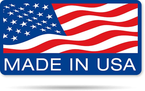 Label with American flag design displaying 'Made in USA'