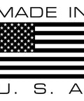Drapeau américain avec l'inscription « Made in U.S.A. » en noir et blanc