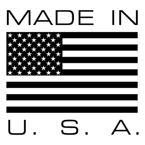 Drapeau américain avec l'inscription « Made in U.S.A. » en noir et blanc
