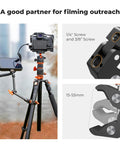 11 Inch Magic Arm Clamp Kit With ARRI One Quarter And Three Eighths Inch Screws, 360 Degree Ball Head on camera setup